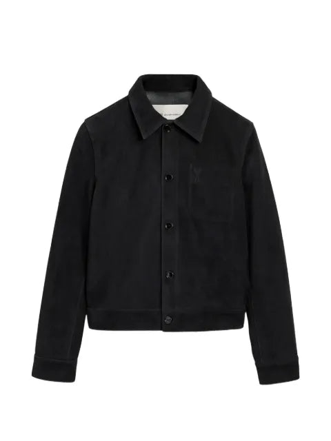 AMI Paris Suede leather jacket with embossed Ami de Coeur