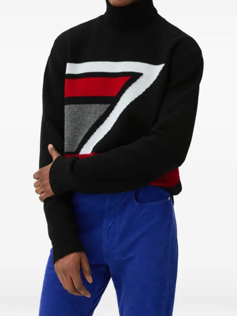 Versace wool intarsia knit turtleneck jumper