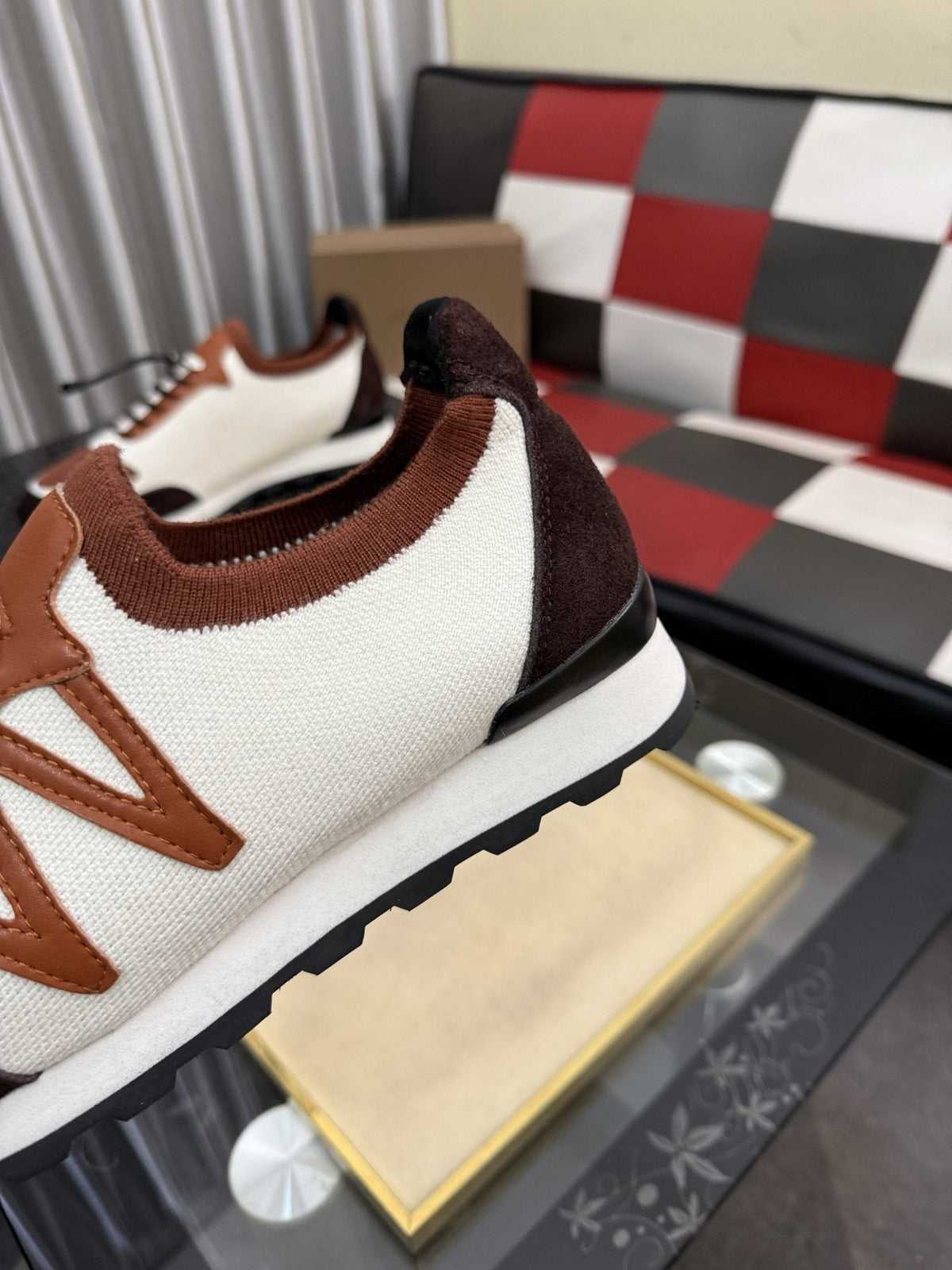 Louis Vuitton Men's Cream Brown Low-Top Sneakers