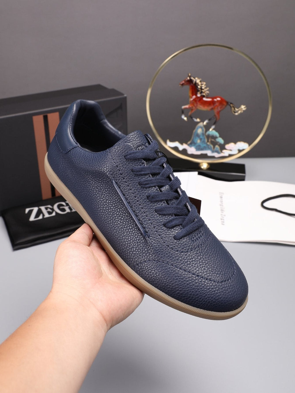 ZEGNA Textured Leather Low-Top Sneakers