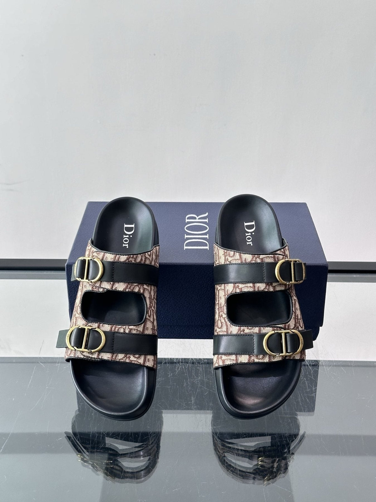 Dior Aqua Two-Strap Slide Sandals