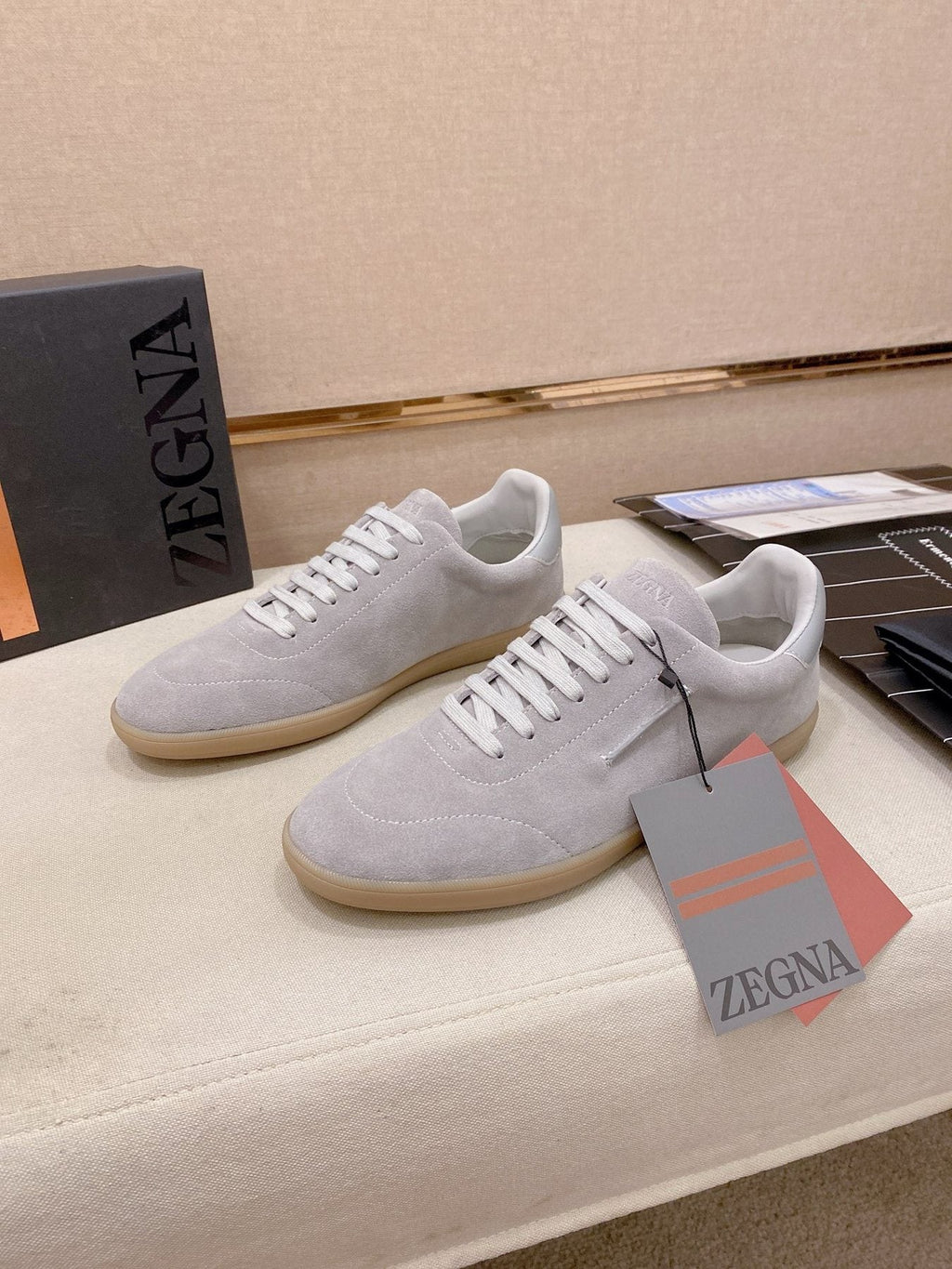 Zegna Men's Suede Low-Top Sneakers - Padded Collar
