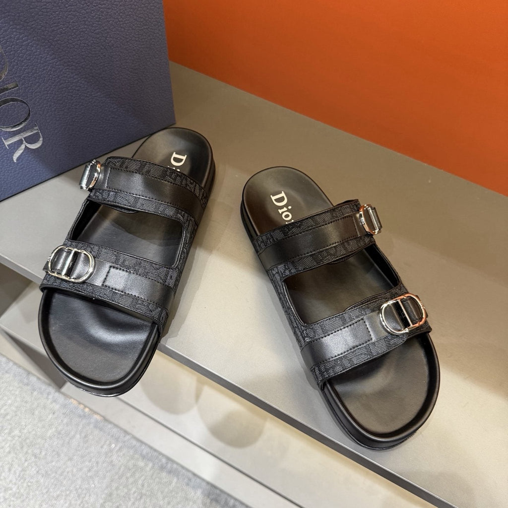 Dior Patterned Double-Strap Slide Sandals