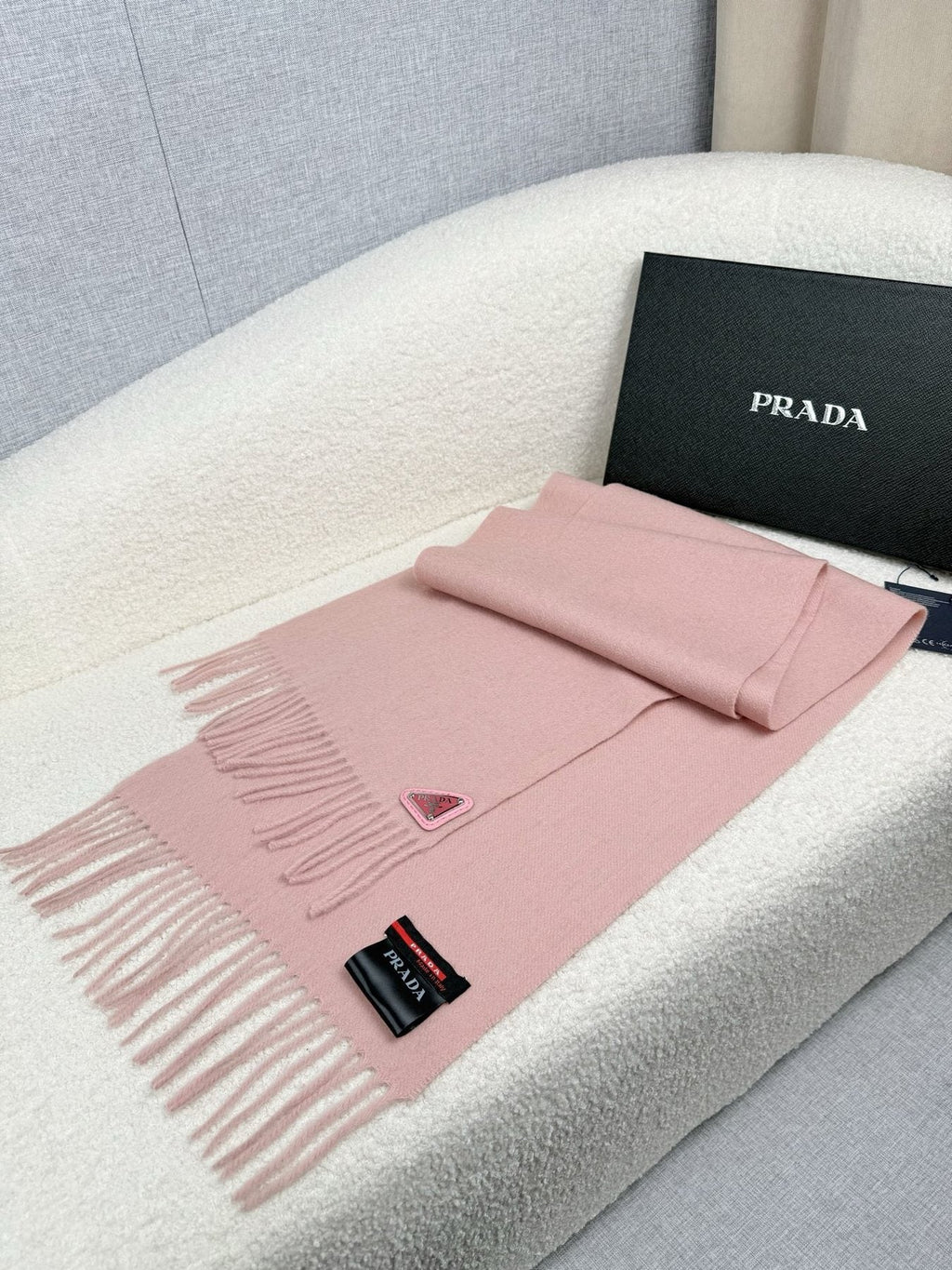 Prada Fringed Triangle Plaque Scarf