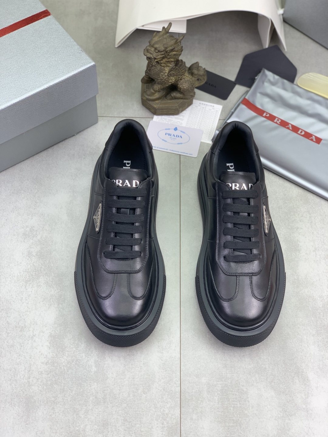 Prada Triangle Panel Low-Top Sneakers